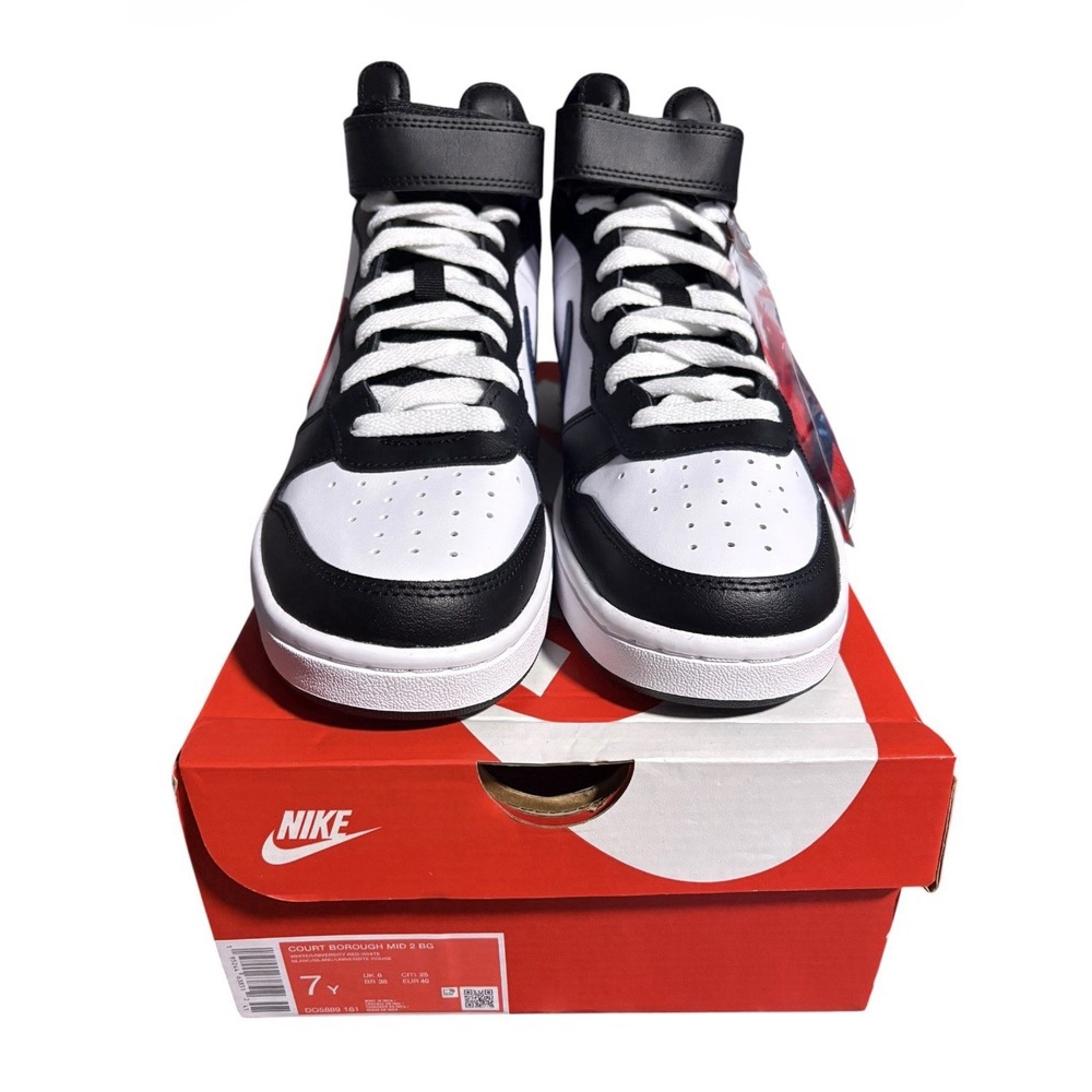 Nike Court Borough Mid 2 BG White University Red Black Blue Size 7Y DO5889 161 - Picture 2 of 11
